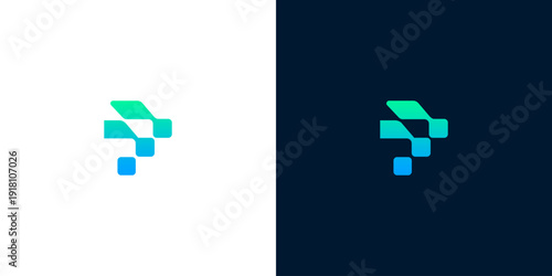 Abstract Digital Letter P Logo Design with Pixelated Effect and Gradient Colors