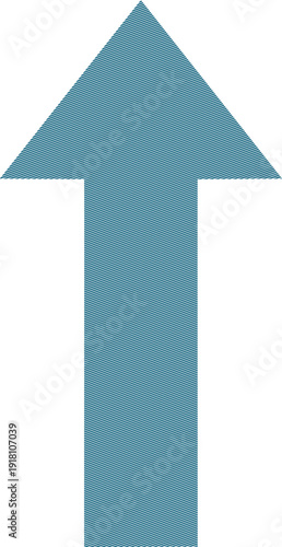 Upward pointing blue arrow graphic symbol for direction indication
