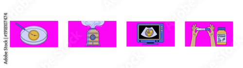 Flat Vector Infertility Treatment and Pregnancy Journey Graphic Set for Reproductive Health Education