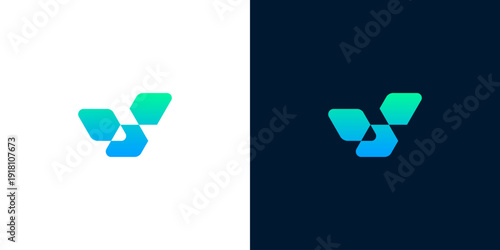 Modern abstract letter V logo design, vibrant gradient colors, sleek and geometric