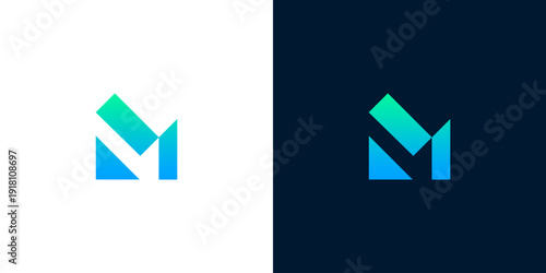 Modern letter M logo design in blue and green gradient, perfect for branding and identity