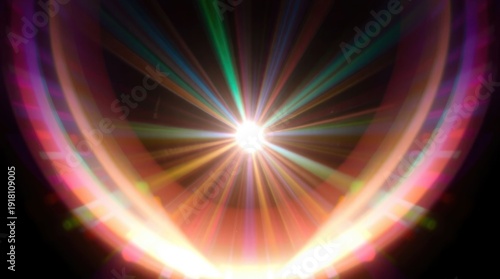 Blurred rainbow refraction overlay effect. Light lens prism effect on black background. Holographic reflection, crystal flare leak shadow overlay. Colorful rainbow disco ball light