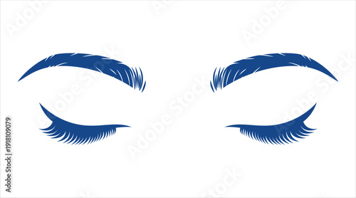 Closed eyes with long eyelashes and eyebrows Vector