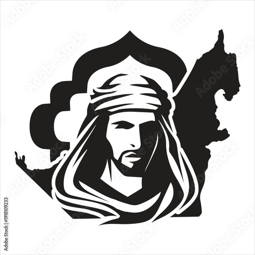 A man wearing a headscarf and turban Vector