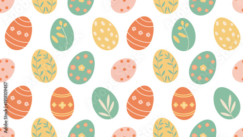 Colorful Easter eggs with various patterns on white background for decoration purposes