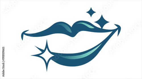 Smiling lips with sparkles design element Vector