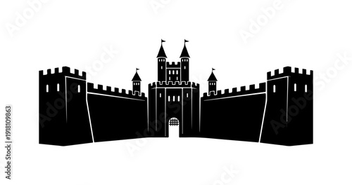 Medieval Castle Silhouette Vector Illustration