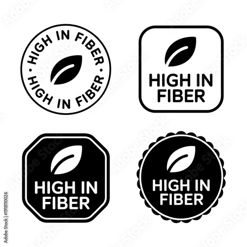 High in fiber food labels and badges collection for nutrition  healthy eating signs
