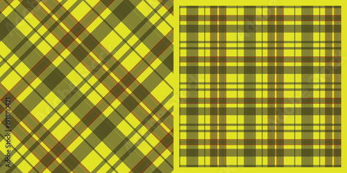 Vibrant Yellow Plaid Fabric Patterns for Textile Design