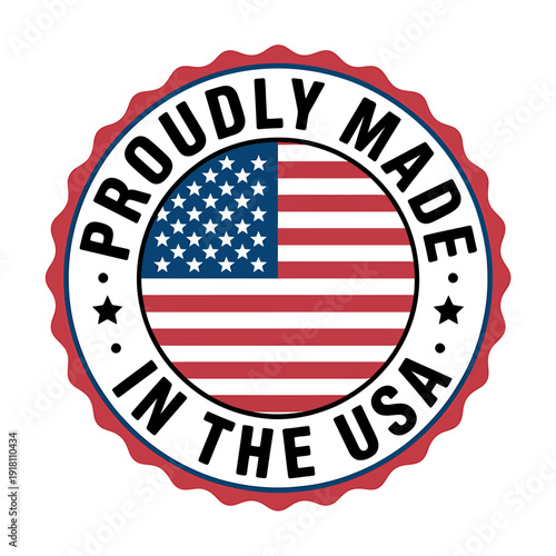 American flag proudly made in the USA badge seal sticker