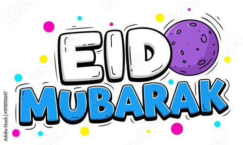 Eid Mubarak Greeting in Colorful Comic Pop Art Style