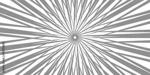 Background of radial lines for comic books. Manga speed frame, superhero action, explosion background. Black and white vector illustration