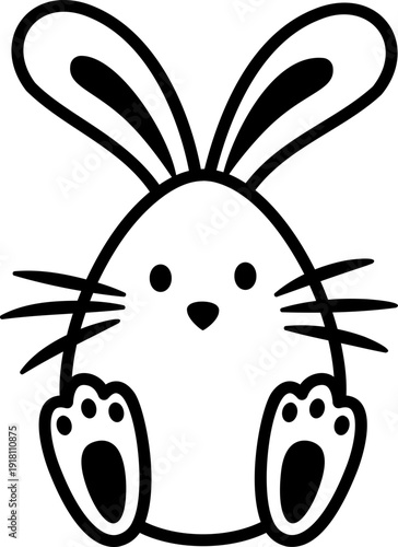 Easter Egg Bunny Outline Icon Vector.
Thick Line Easter Egg with Bunny Ears Illustration.
Easter Egg Decorated as Bunny Bold Outline Clipart.
Transparent background. SVG.
