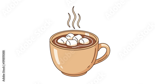 Hot Chocolate with Marshmallows in Mug.