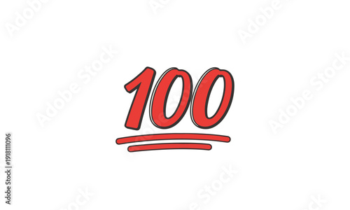 Red One Hundred Number Emoji Symbol on Neutral Background