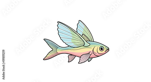 Colorful Cartoon Fish Illustration Isolated.