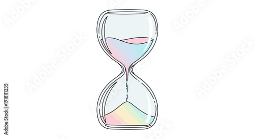 Pastel Hourglass with Flowing Sand Inside.