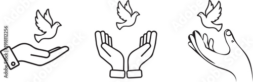 Hands holding a heart with a dove symbolizing peace and care.