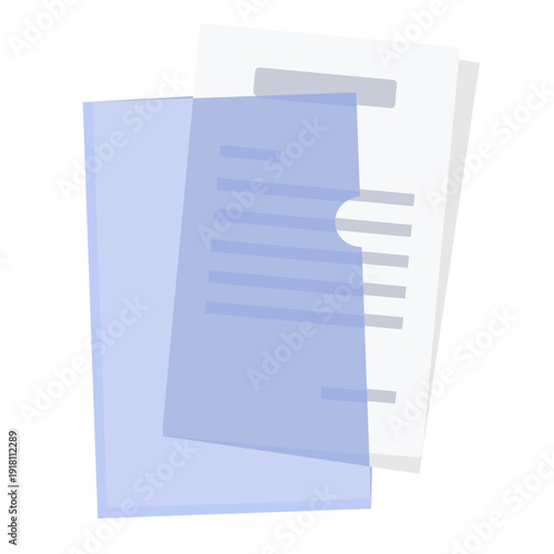 書類が入った半透明のクリアファイルのイラスト