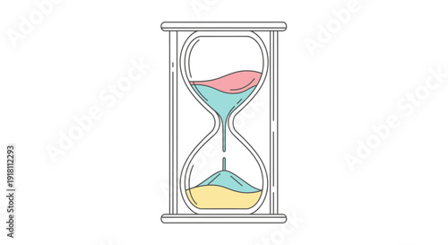 Colorful Hourglass with Sand Flowing Down.