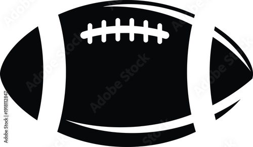 Black and White American Football Silhouette Icon