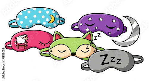 Mask for sleep vector cartoon set icon. Vector illustration blindfold on white background. Cartoon set icon mask for sleep.
