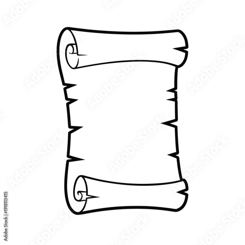 A simple black and white illustration of a rolled parchment scroll