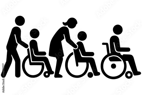 people in a wheelchair,
Inclusive Mobility Illustration – Assisted and Independent Wheelchair Scenes
