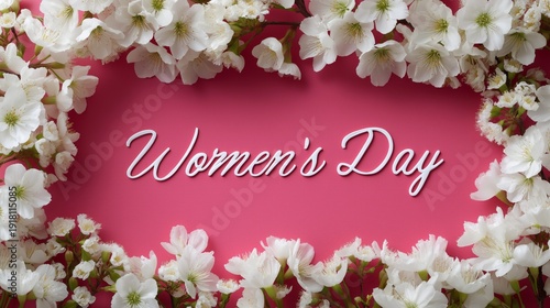 A pink background with white flowers