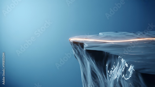 Icy cliff edge with glowing orange line, representing danger and startup risk