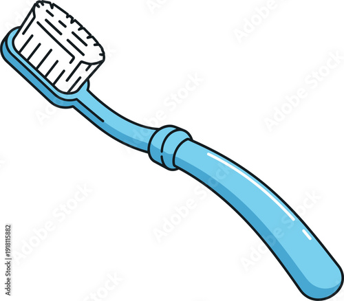 Blue Toothbrush with White Bristles on White Background hygiene