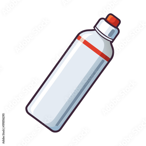 Modern reusable water bottle with red cap and stripe