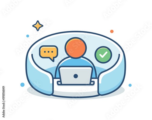 Cognitive buffering and protecting focus during deep work sessions where interruptions are absorbed without breaking flow, a soft rounded barrier