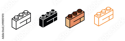 Plastic Building Toy Brick Icon for Kids Play and Creativity. Vector Illustration.