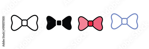 Elegant Bow Tie Icon Set for Fashion and Celebration. Vector Illustration.