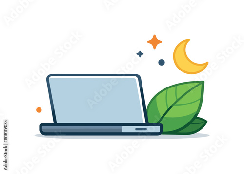 Healthy productivity boundaries and intentional disconnect after work focused on protecting personal time, a closed laptop placed next to a leaf and a