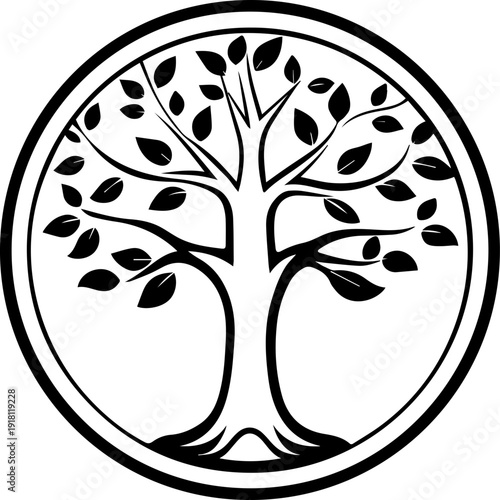 SVG illustration featuring minimalist flat design, clean vector line art, symmetry, and iconic negative space. Emblem of Justice with Scales and Shield Design