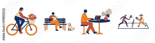 Flat Vector Lifestyle Activities Graphic Set for Modern Productivity and Leisure Wellness Web Design