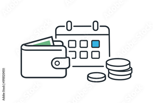 Mindful personal finance stability and routine budget awareness in everyday life focused on control and clarity, a wallet paired with a calendar page