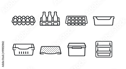 Home kitchen refrigerator accessories: egg tray, bottle holder, ice cube tray, storage bin, produce drawer, shelf liner, freezer box, door rack