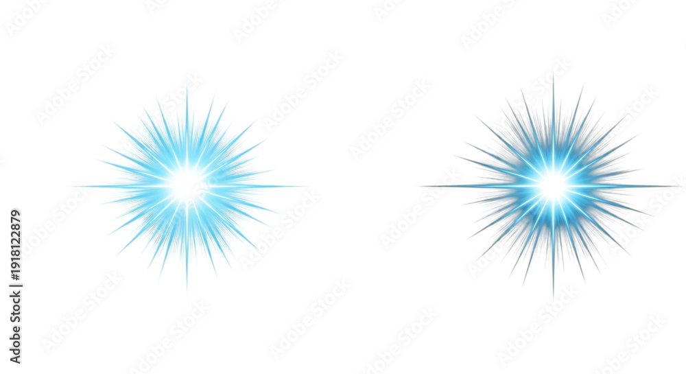 Fototapeta premium Vibrant blue starburst effects for dynamic design projects