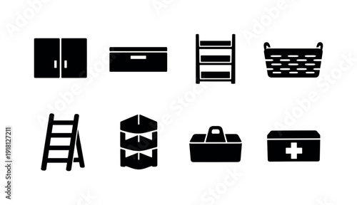 Home bathroom storage: wall cabinet, vanity drawer, shelf unit, storage basket, medicine box, towel ladder, corner rack, organizer bin