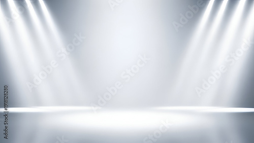 Bright Spotlights on a Dark Stage Background