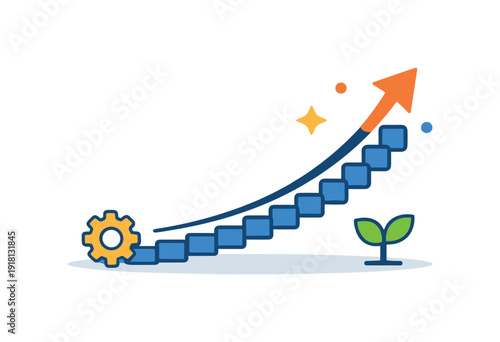 Invisible compounding effort and progress built through quiet daily consistency, a sequence of identical small steps forming a smooth upward curve