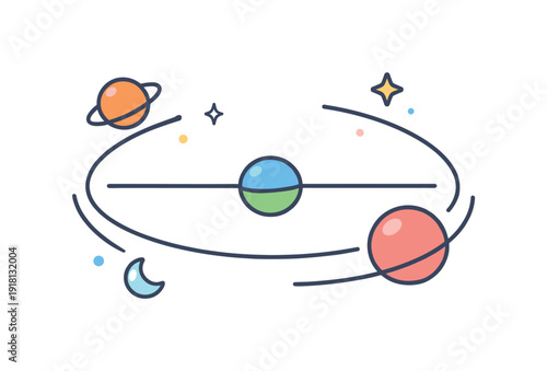 Maintaining personal integrity while navigating external pressure visualized through cosmic alignment, a small planet holding its trajectory as