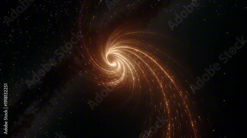Cinematic abstract physics visualization, rapidly spinning Kerr black hole twisting spacetime fabric massive glowing vortex funnel, elastic cosmic grid stretching spiraling inward, luminous light
