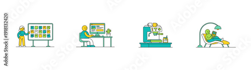 Flat Vector Office Productivity and Wellness Element Kit for Modern Workplace Culture Graphic Set