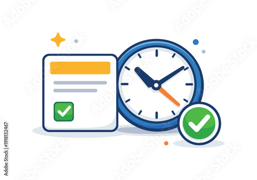 Daily productivity focus and structured task execution for professionals, a single highlighted task card paired with a clock and a small checkmark