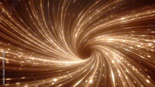 Cinematic abstract physics visualization, rapidly spinning Kerr black hole twisting spacetime fabric massive glowing vortex funnel, elastic cosmic grid stretching spiraling inward, luminous light