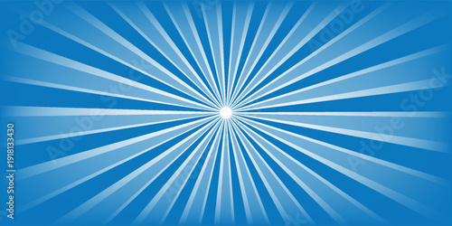Vector illustration of vectorized sun rays with blue gradient on white background.